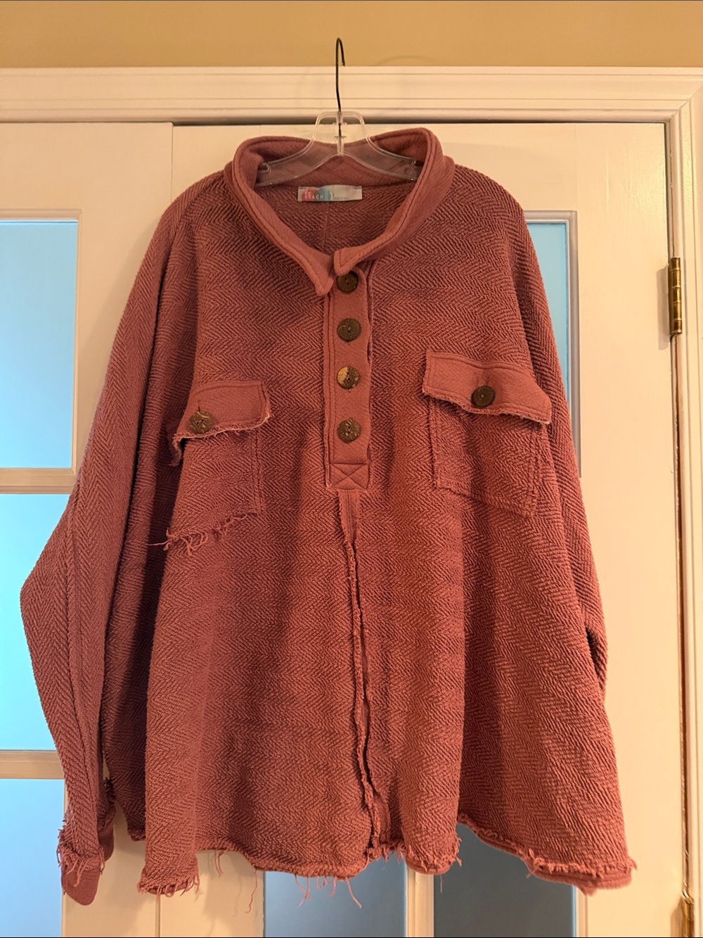 Women’s Button-Front Pullover Shirt Jacket - Dusty Rose